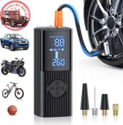 Portable Tyre Inflator 150PSI 7800mAh Cordless Air Pump LCD Fast, Car Bike Ball