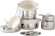 Bloomhouse - Oprah's Favorite Things - 12 Piece Triply Stainless Steel Pots and Pans Cookware Set w/Non-Stick Non-Toxic Ceramic Interior, Ceramic Steamer Inserts, & 12 Protective Care Bags