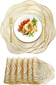 Placemats Set of 6,Gold Rose Placematss ,Family Dinner Party (Rose)