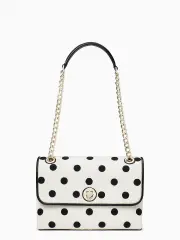 natalia embroidered dot tweed medium flap shoulder
