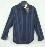 Tommy Bahama Over Stripe Ocean Deep Blue Button Up Men's L/S Shirt S NWT $145