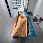Resin Table | Live Edge Table | Custom Epoxy Table | Blue Ocean Table Top Decor
