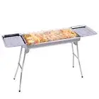 NNEAGS Skewers Grill with Side Tray Portable Stainless Steel Charcoal BBQ Outdoo