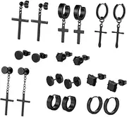 [SAFIGLE] Stylish Ear Hooks 10 Pairs Stainless Male Earrings Fashionable Creative Ear Studs for Men