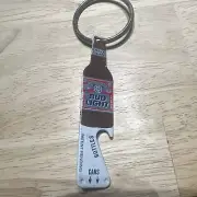 Vintage BUDWEISER BUDLIGHT Beer Bottle Shape Opener Enamel Key Chain Key Ring