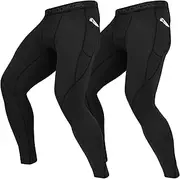 [BOOMCOOL] Men's Functional Compression Trousers, Running Trousers, Long Compression Trousers with Pockets, Running Trousers, Fitness, Cycling, Workout, Dry Base Layer, Gym, Athletics, Yoga Trousers