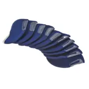 10Pcs Golf Club Iron Head Covers with Visible Window Protection Sleeve Dark Blue