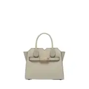 VALEXTRA Milano Micro $4550 Linen Grey Calfskin Crossbody Bag New And Authentic