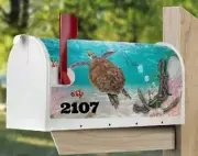 Mailbox Cover with Magnetic Strip - Personalized Sea Turtle Mailbox Decor Custom