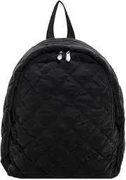 ALINUOYQ Simple Modern Backpack for Women Men Coquette Quilted Puffer Bag Nylon Preppy Bookbag Travel Daypack Laptop Back Pac