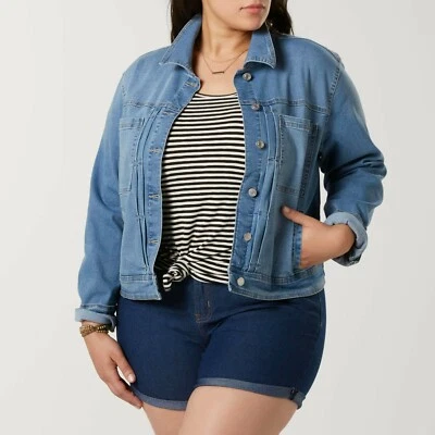 Ladies Plus Denim Jacket Size: 3X Medium Wash NEW