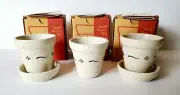 LONGABERGER POTTERY Small Flower Pot #32247, Lot of 3 Brand New Missing one Base