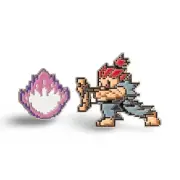 Street Fighter Inspired Collectible Pin Akuma doing Hadoken Set of 2 Pins Game