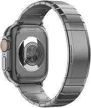 ​MaKTech Titanium Band for Apple Watch - DLC Scratch-Resistant Metal Strap,Lightweight Bracelet,Bevelled Edge Quick Release Loop for iWatch 10/9/Ultra 2/SE/8/7[2024] (42mm/41mm/40mm,Gray)