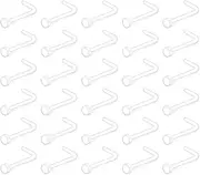 [Bloomique] 30 PCS Clear Nose Stud, Nostril Flat Top Retainer Keeper Rings L Shape Bend Piercing Retainers Plastic Nose Studs Clear Septum Ring for Women Men School Daily Work Body Piercing, One Size