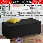 Artiss Storage Ottoman Blanket Box Fabric Footstool Chest Couch Seat Toy Black