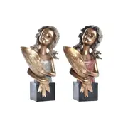 Decorative Figure Dkd Home Decor 21 x 13 x 36 Cm Red Golden Turquoise 2 Units