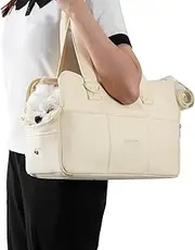PETCUTE Dog Bag, Breathable Dog Carrier Bag with Side Pockets and Pockets, Carry Bag for Small, Medium Dogs, Cats with Removable Mat, for Shopping, Travel, Airline Approved