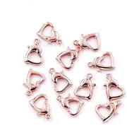 Fukugems Excellent Quality Jewellery Accessories 40 Pieces Heart Clasp for Jewellery Making 9 x 13 mm Rose Gold