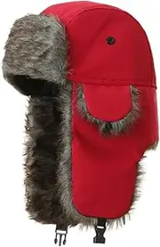 [DoHTeck] Winter Hunting Hat, Warm Windproof & Waterproof with Faux Fur Earflaps, Aviator Cap for Men and Women