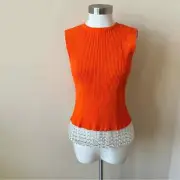 New! Opening Ceremony Beaded Fringe Tie Back Top Clementine Size S Orange 901