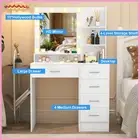 Bedroom 5 Drawers Vanity Dressing Table Make Up Desk Hollywood LED Light Mirror