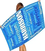 Travel Beach Towel - Soft Beach Towel with Name | Outdoor Sports Accessories Multipurpose Fade-Resistant Printed Bath Sheet for Camping Swimming