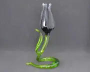 4.5" Black Glass Tulip Flower Figurines - Glass Tulip Decoration for Shelf