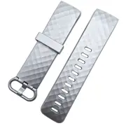 Silicone Sport Wristband for Fitbit Charge 3/4 Small Straps Metallic Silver
