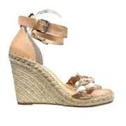 Dolce Vita Women Nilton Wedge Sandals Espadrille Tan Leather Ankle Straps Sz 9.5
