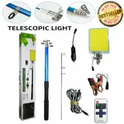 12V 500W Telescopic Fishing Rod Lamp with IR Remote for Camping Fishing Travel