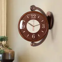 在飛比找樂天市場購物網優惠-實木雙面掛鐘客廳創意鐘表中式簡約兩面鐘時尚靜音時鐘家用裝飾鐘
