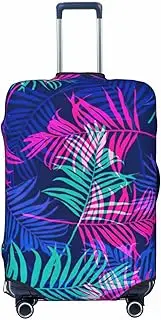[CADREWY] Colorful leaves Print Travel Suitcase Cover Luggage Protector with Elastic Anti Scratch for Carry On, Black, Large