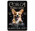 Corgi Bubble Bath Sign bathroom bath dog in bathtub decor metal tin wall art