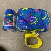 RARE Vintage NEW Colorful Soft Sided Lunch Bag with Thermos-Unique-One of a kind