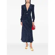[Alessandra Rich] Alessandra Rich Polka Dot-print Midi Dress 38 IT BLUE/WHITE