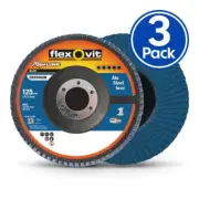 FLEXOVIT Megaline Zirconia Angled Flap Disc 125mm x 22mm 60 Grit x 3 Pack
