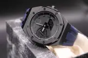 Custom Navy Blue G-Shock GA-2100 1a1 CasiOak - Stainless Steel & Rubber - Blue