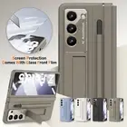 For Samsung Galaxy Z Fold 5/4 Hinge/Screen Protect Leather Stand Case with S Pen