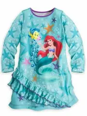 Disney Ariel The Little Mermaid and Flounder Long Sleeved Nightgown, Size 3