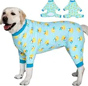LovinPet Big Dog Wound Care/Surgery Recovery Shirt, Pet Anxiety Shirt, Lightweight Stretchy Knit Fabric, Rubber Ducks with Hats Blue Print Dog Pjs, Dog Pajamas, Pet PJ's/XXL