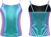 [iiniim] Little Big Girls Shiny Metallic Camisole Tank Top Sequins Cami Tee for Ballet Jazz Hip Hop Performance Gymnastic