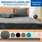 Ultra Soft Flannel Fitted Sheet Pillowcase Combo Set Warm Winter Bedding Size AU
