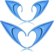 FRESHME Renaissance Accessories Fairy Elf Ears - 2 Pairs Blue Elf Ears Elven Vampire Fairy Ears Makeup Renaissance Cosplay Dress Up Halloween Christmas Masquerade Costume Accessories