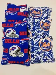 8 Cornhole Bag Set Corn Hole N Y New York Mets and Buffalo Bills