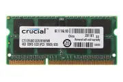 Crucial 4GB 4 GB PC3-10600S DDR3-1333MHz 204PIN CL9 SO-DIMM RAM Laptop Memory '