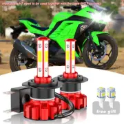 2pcs H7 LED Headlight Bulbs 6500K White For Kawasaki Ninja 300 EX300 2013-2017