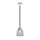 Innovations Chatham 6" Mini Pendant, LED, BK PN/CL, Rib - 288-1S-BPN-G142-LED