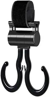XUNQUCOM Baby Stroller Double Hooks Adjustable Stroller Hooks for Hanging Diaper Bags and Shopping Accessories Black