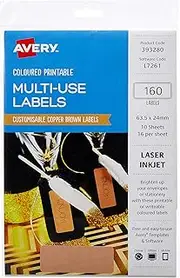 Avery L7261 Multi-Use Labels, Copper Brown, 63.5 x 24 mm, 160 Labels (393280 / L7261)